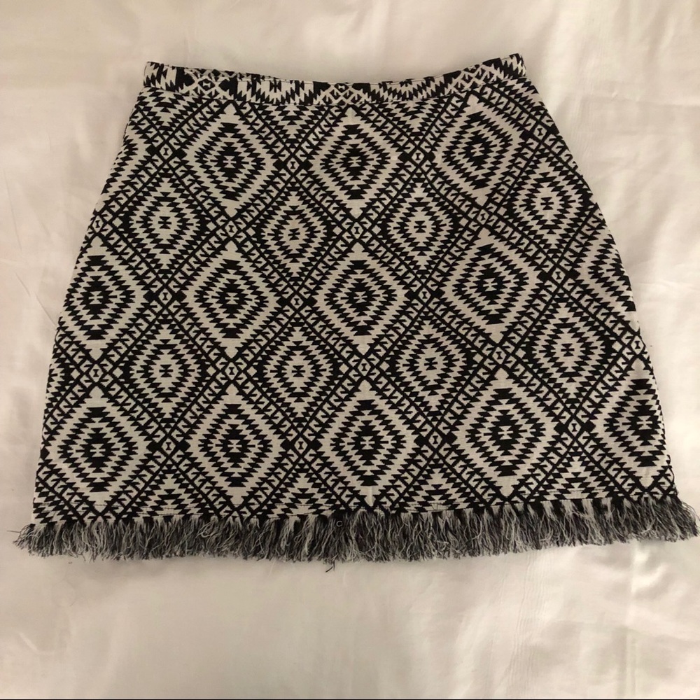 Factorie Aztec Tribal Short Skirt with Fringe S